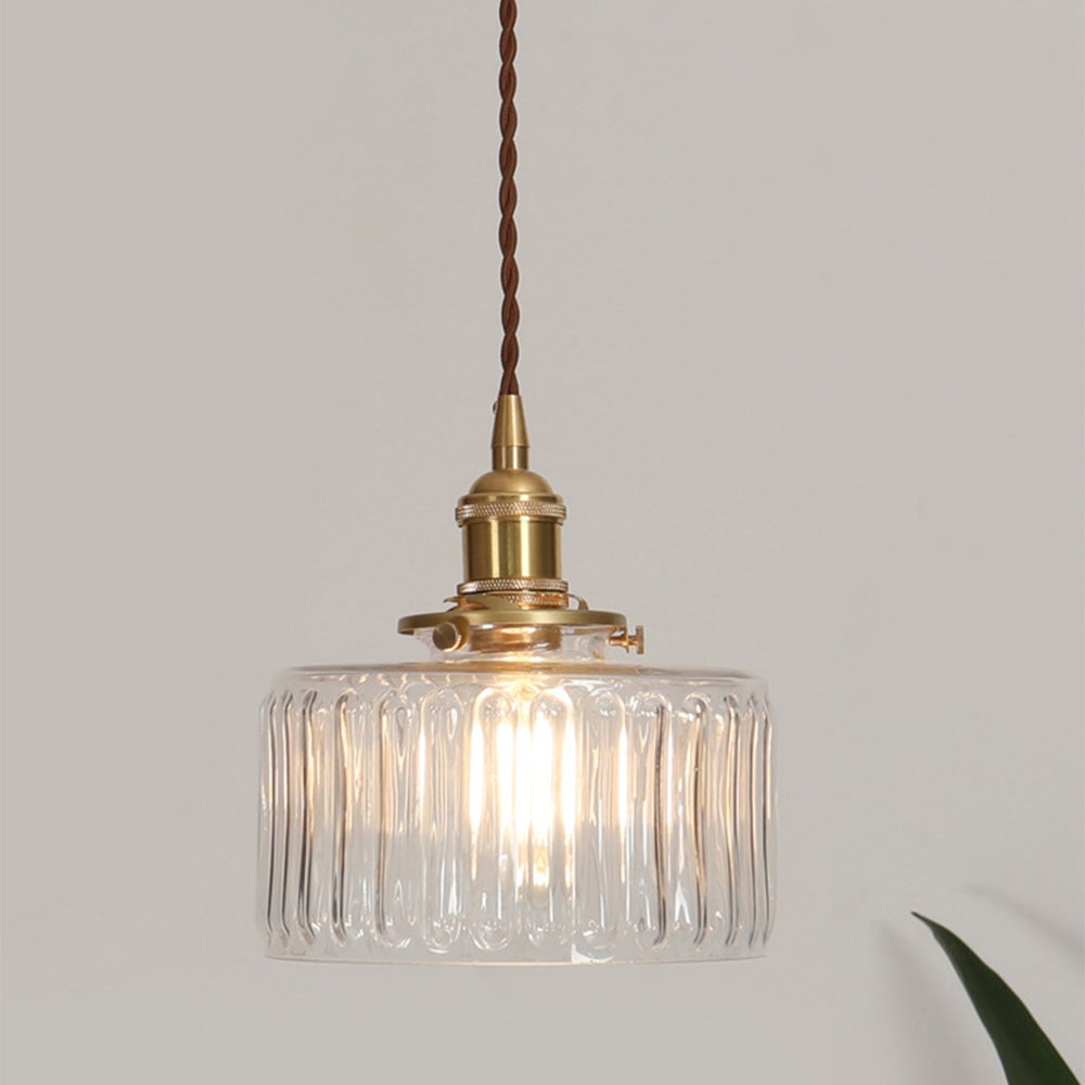 Vintage Stunning Cylinder Glass Pendant Light - Cueteks
