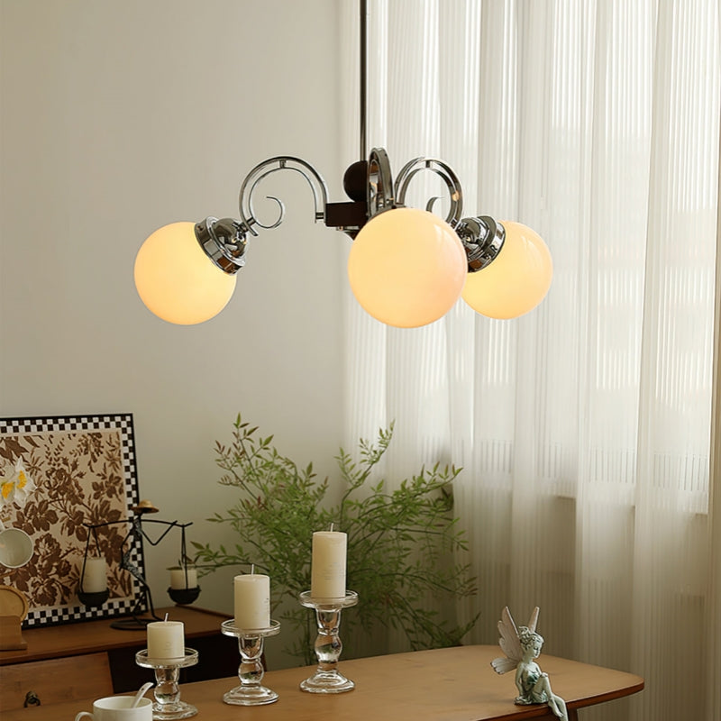Vintage Kotter Cream Glass Chandelier - Cueteks