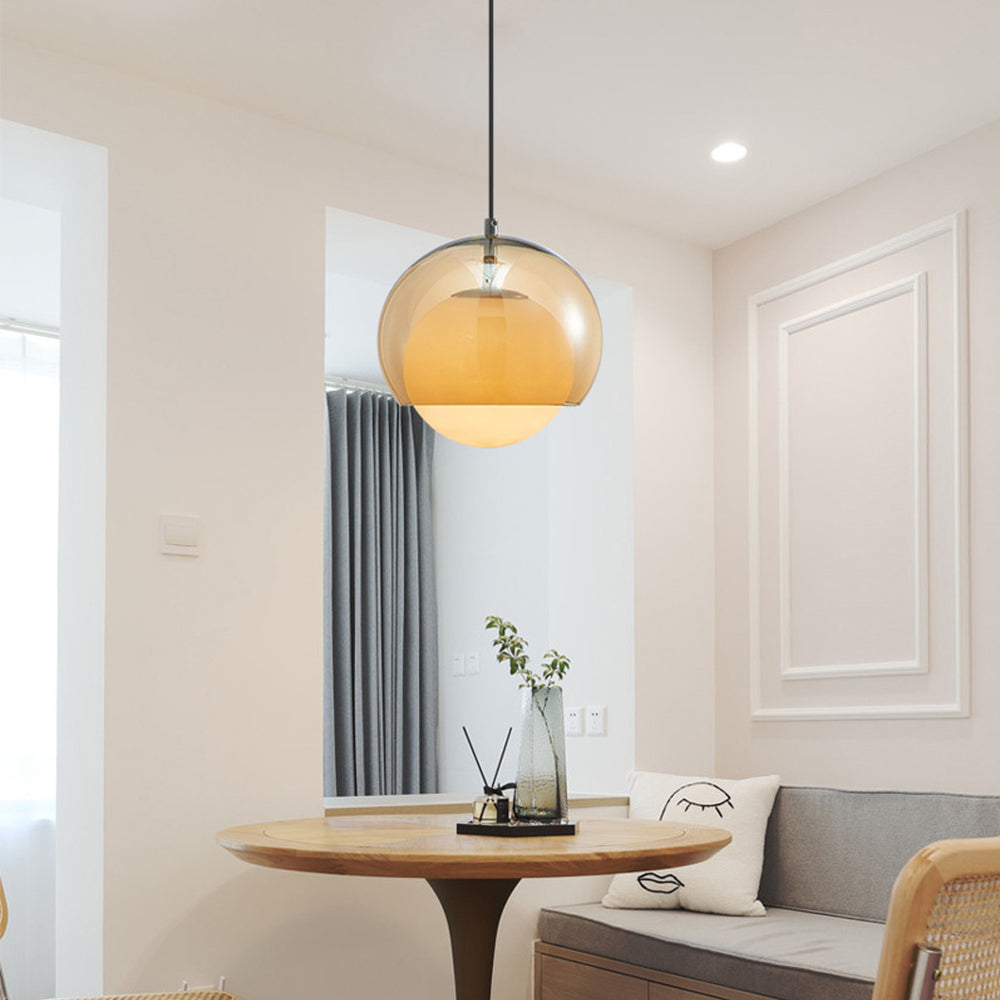 Vintage Orange Bauhaus Glass Pendant Light - Cueteks