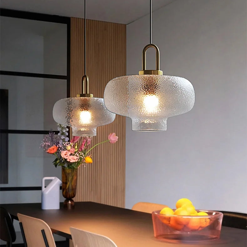Clear Frosted Glass Pendant Light for Kitchen - Cueteks