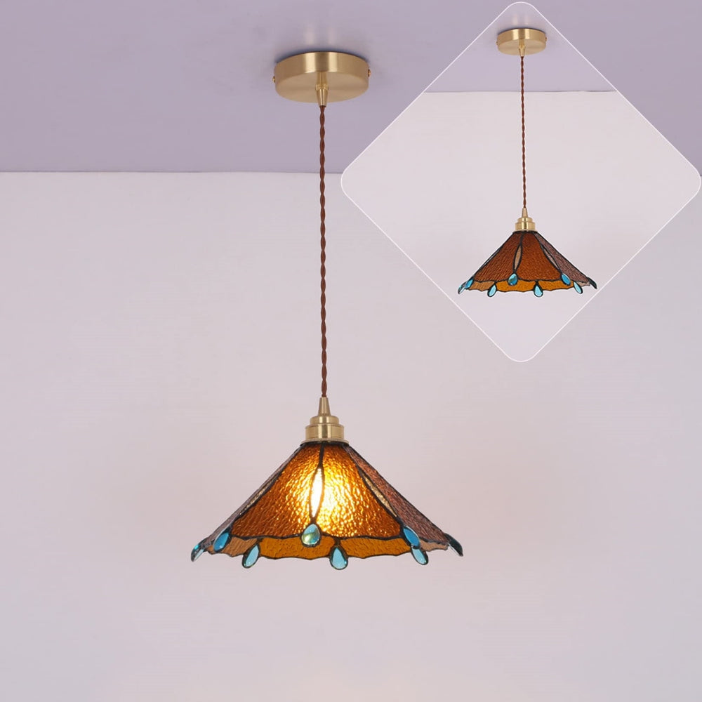 Retro Stained Glass Tiffany Pendant Light - Cueteks