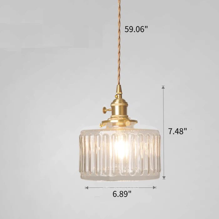 Vintage Stunning Cylinder Glass Pendant Light - Cueteks