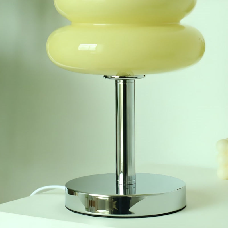 Morandi Nordic Round Metal/Glass Table Lamp, White/Beige/Pink - Cueteks
