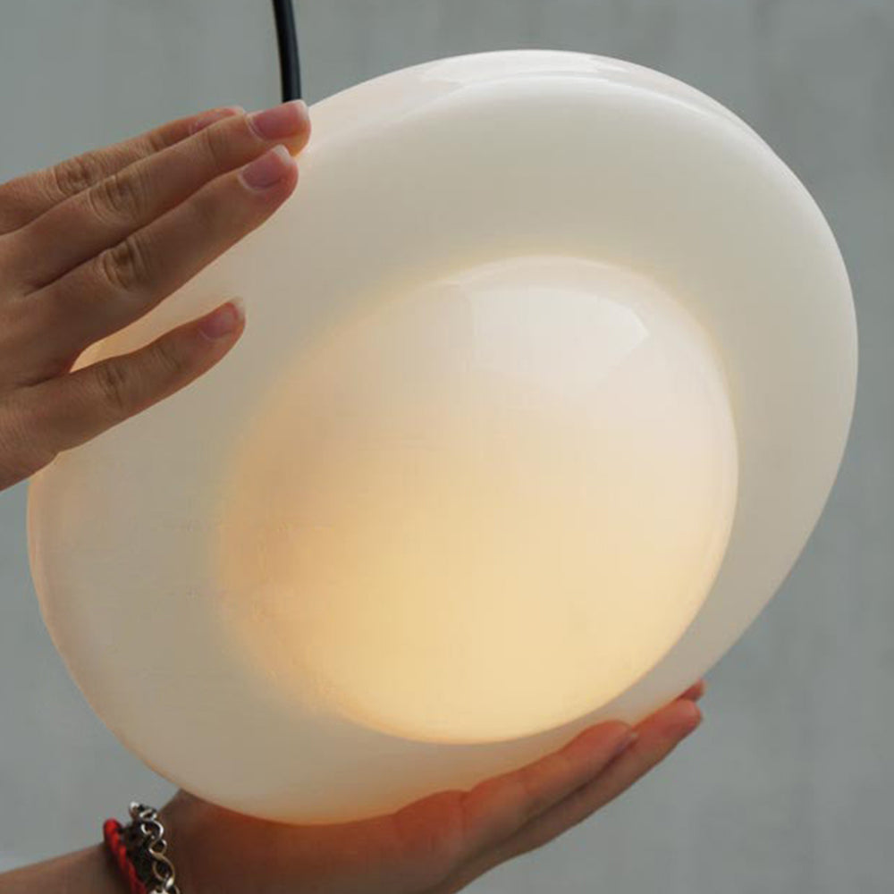 Retro Milk White Glass Geometric Jar Pendant Light - Cueteks