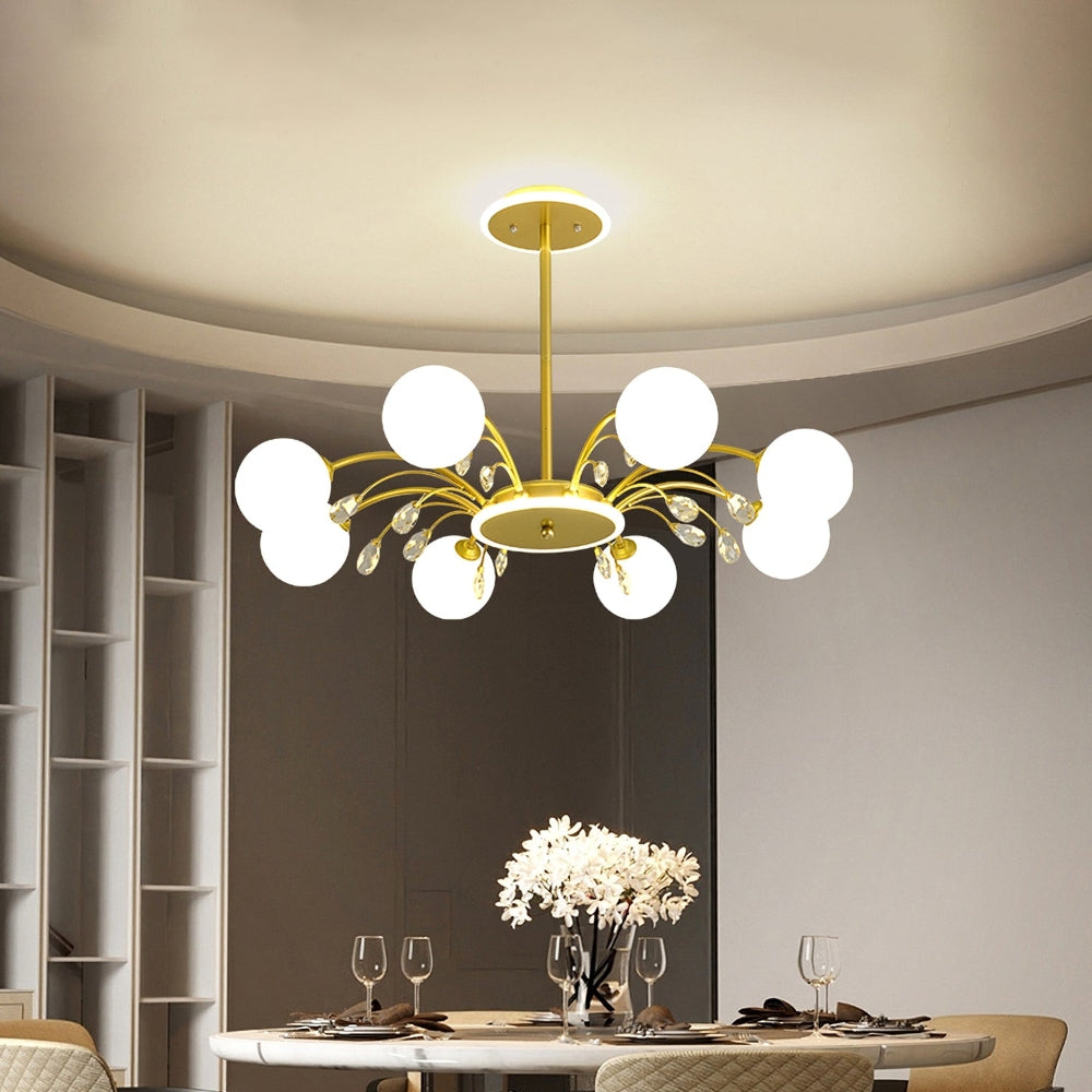 Luxurious Gold Glass Raindrop Chandeliers - Cueteks