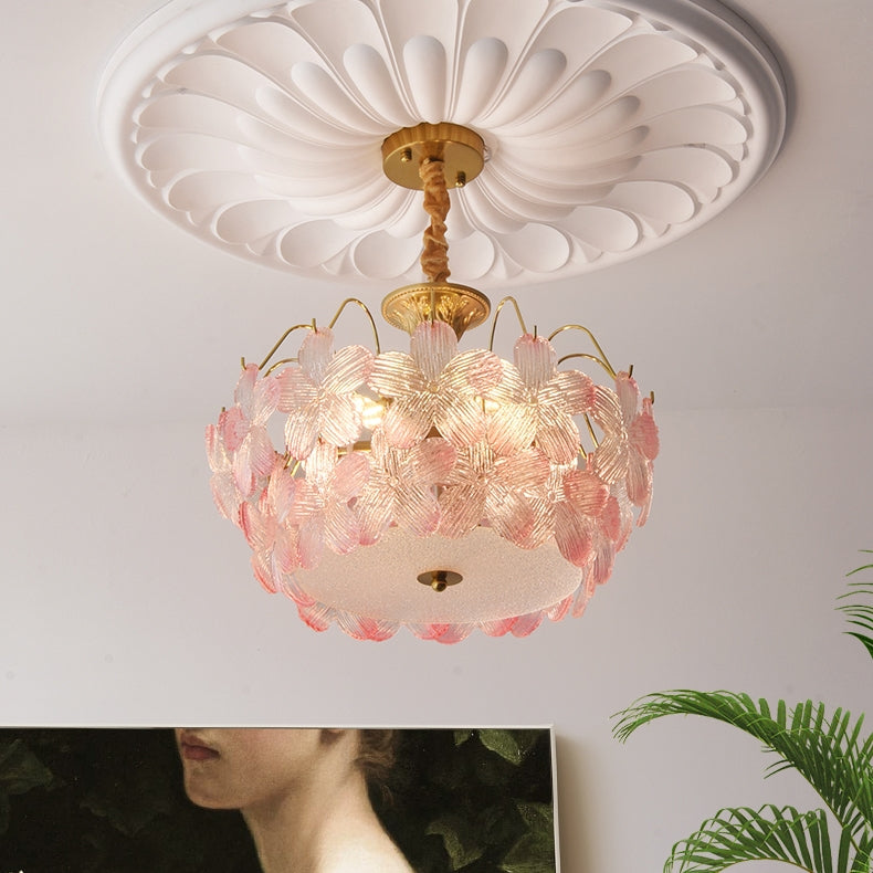 Classic Flower-Shaped Stained Glass Chandelier for Living Room - Cueteks