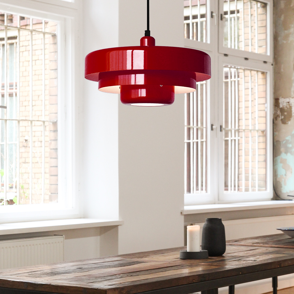 Mid-century Single Head Medieval Iron Round Pendant Light - Cueteks