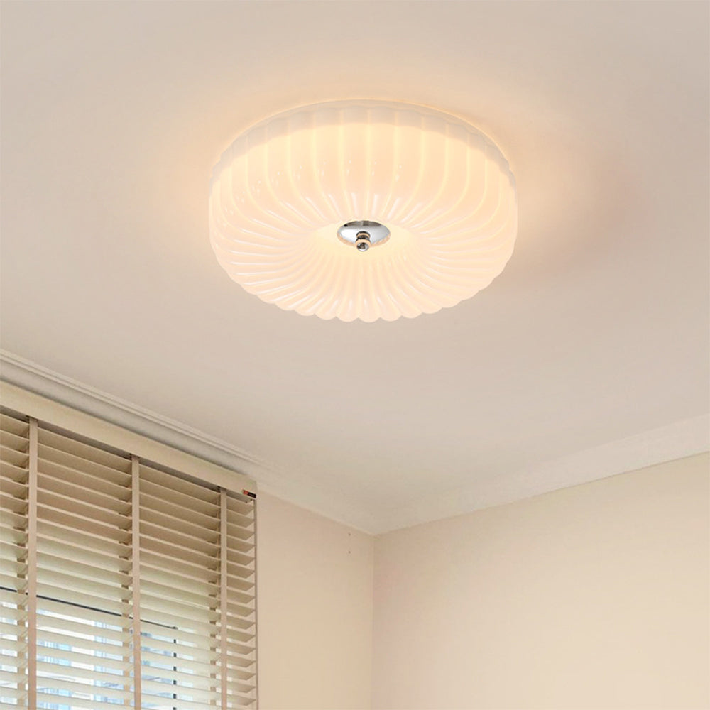 Vinatge Bauhaus Cream Glass Ceiling Light - Cueteks