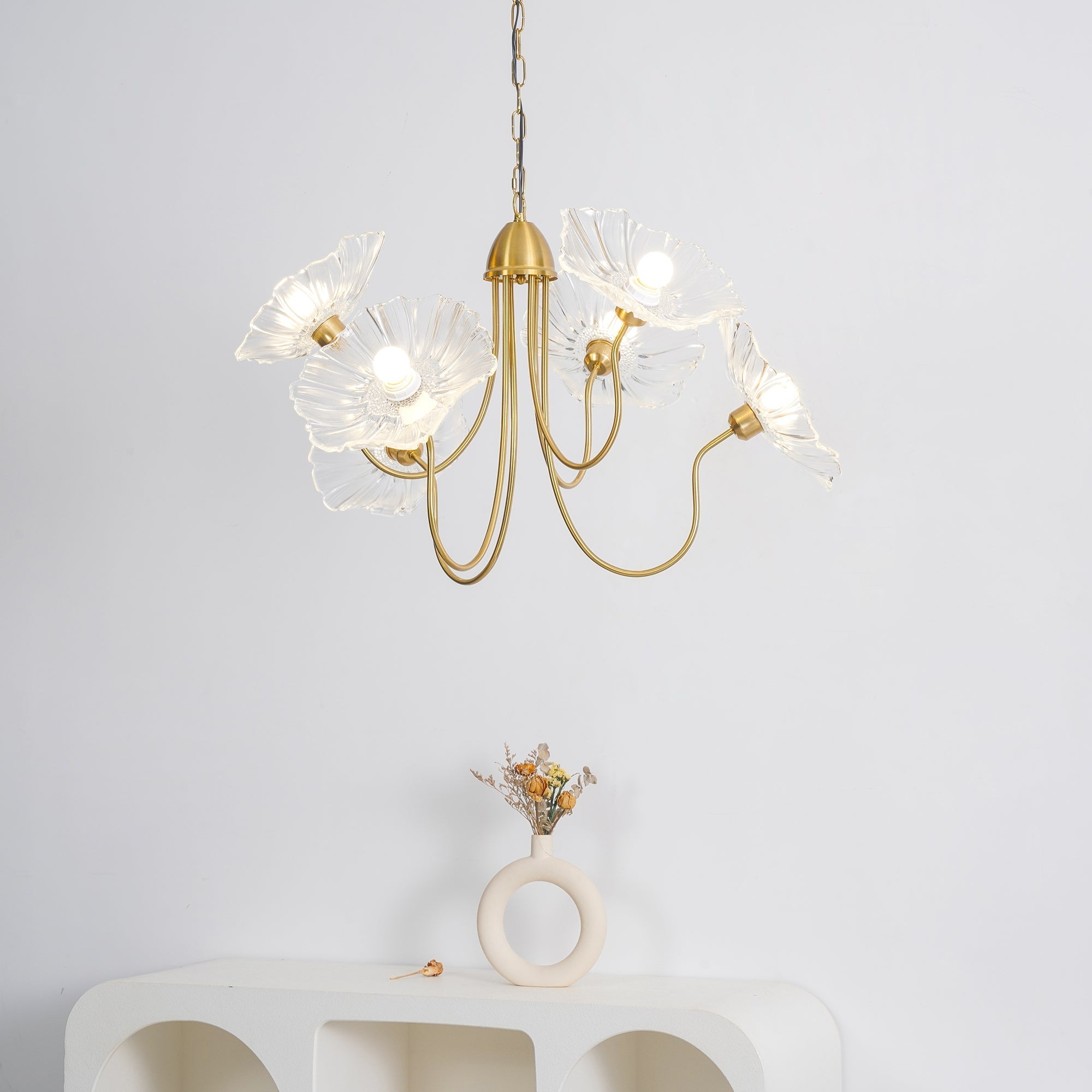Modern Lotus Leaf Glass Living Room Chandelier - Cueteks