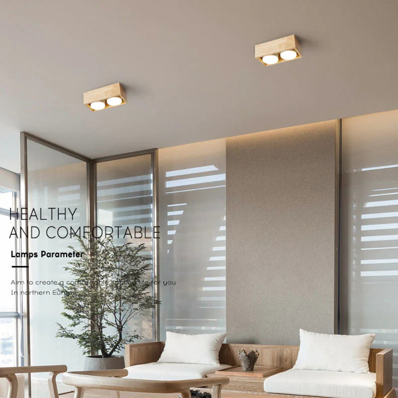 Ozawa Einfache LED Deckenleuchte aus Holz für Wohnzimmer, Schlafzimmer - Cueteks