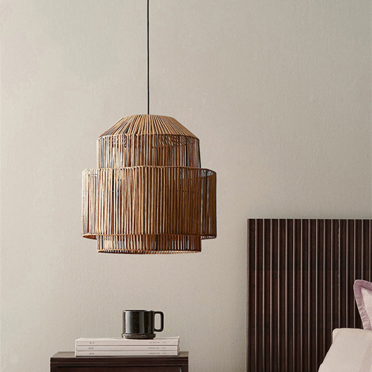 Handwoven Rattan Modern Pendant Lighting For Kitchen Island - Cueteks