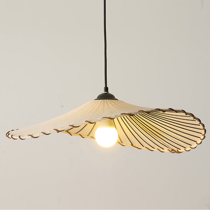 Wabi-Sabi Vintage Lotus Leaf Fabric Pendant Light - Cueteks