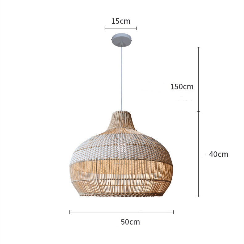 Rattan Kitchen Island Pendant Lighting Wicker Lamp Shade - Cueteks