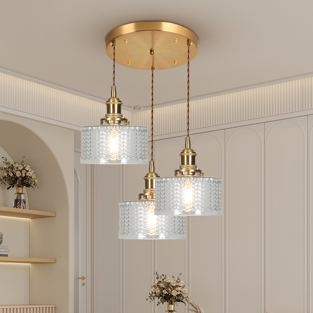 Vintage Stunning Cylinder Glass Pendant Light - Cueteks