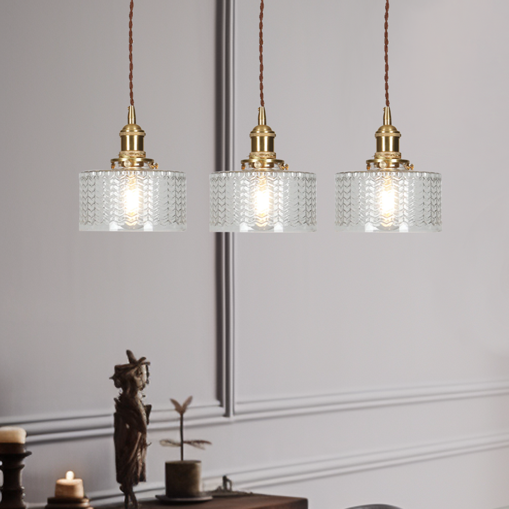 Vintage Stunning Cylinder Glass Pendant Light - Cueteks