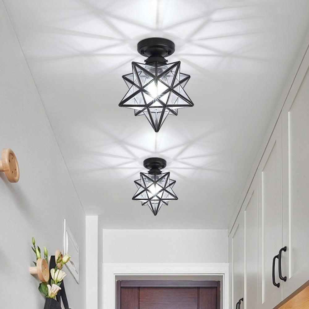 Modern Star Metal Shade Semi Flush Ceiling Light - Cueteks