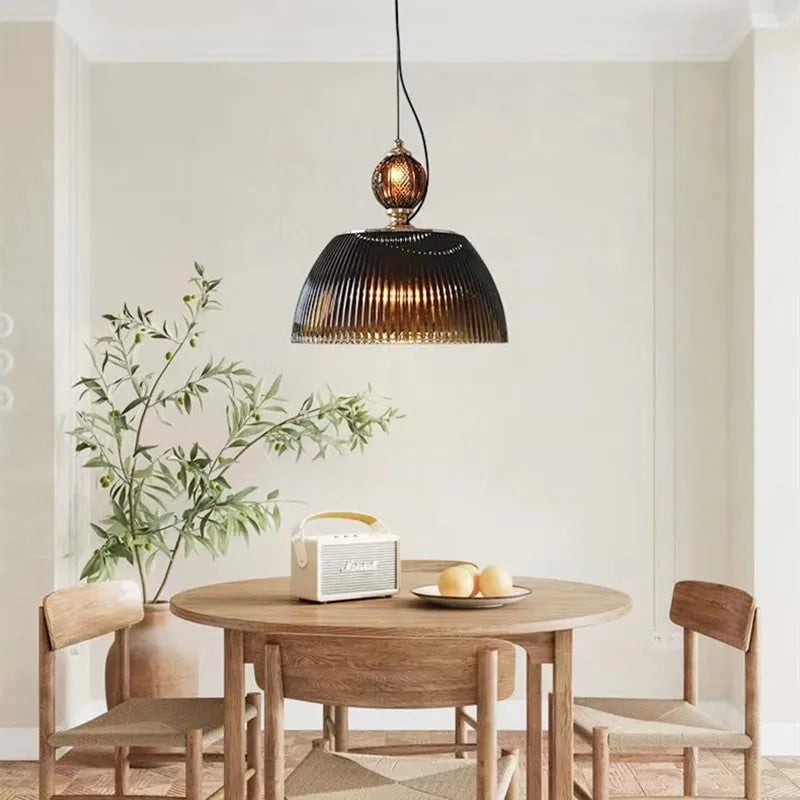 Retro-Inspired Green Glass Pendant Light - Cueteks