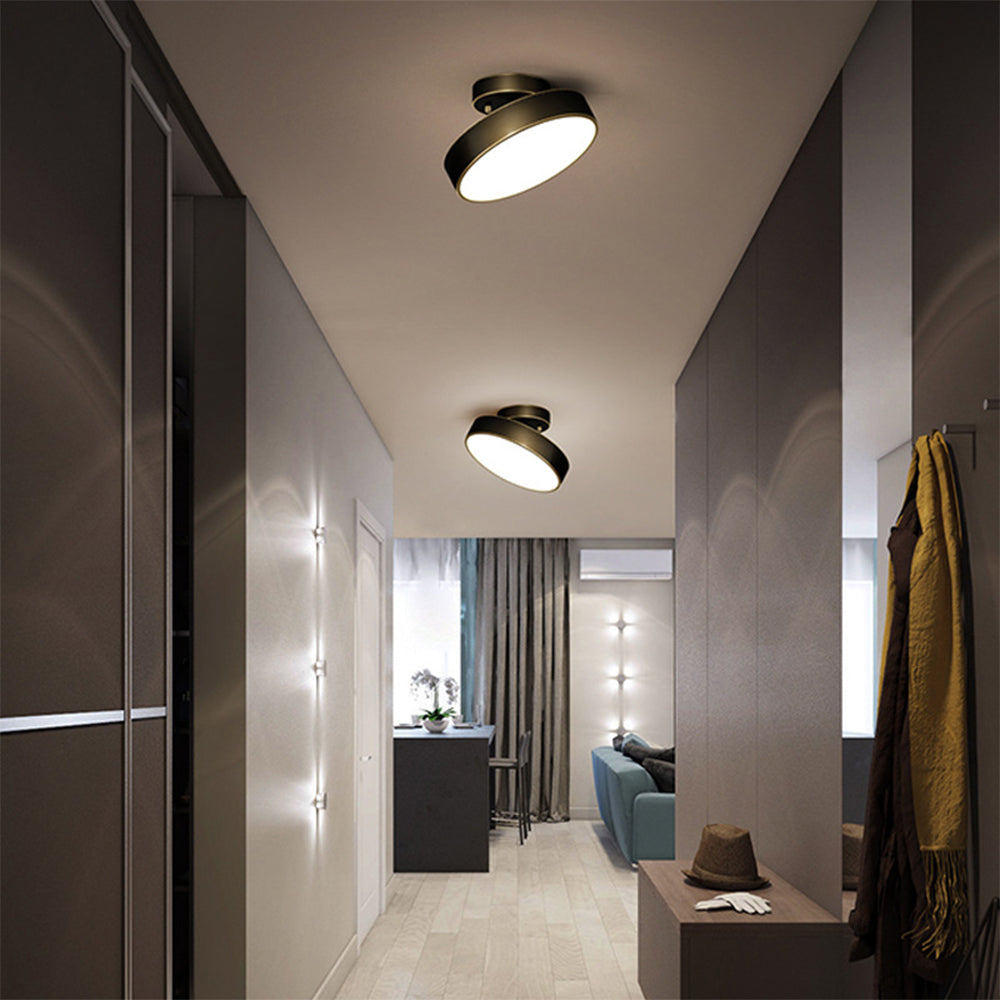 Simple Led Copper Semi Flush Mount Ceiling Light - Cueteks