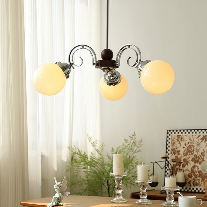 Vintage Kotter Cream Glass Chandelier - Cueteks