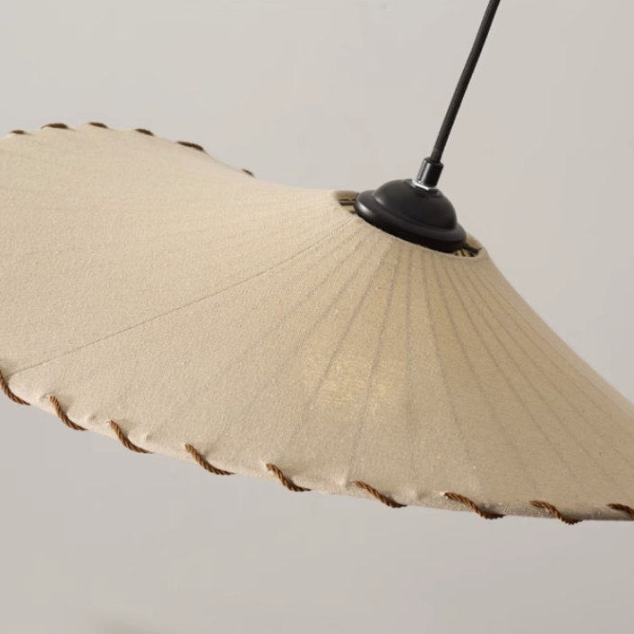 Wabi-Sabi Vintage Lotus Leaf Fabric Pendant Light - Cueteks