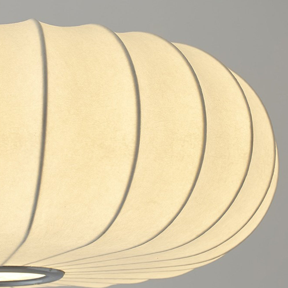 Wabi-Sabi White Fabric Drum Pendant Light - Cueteks
