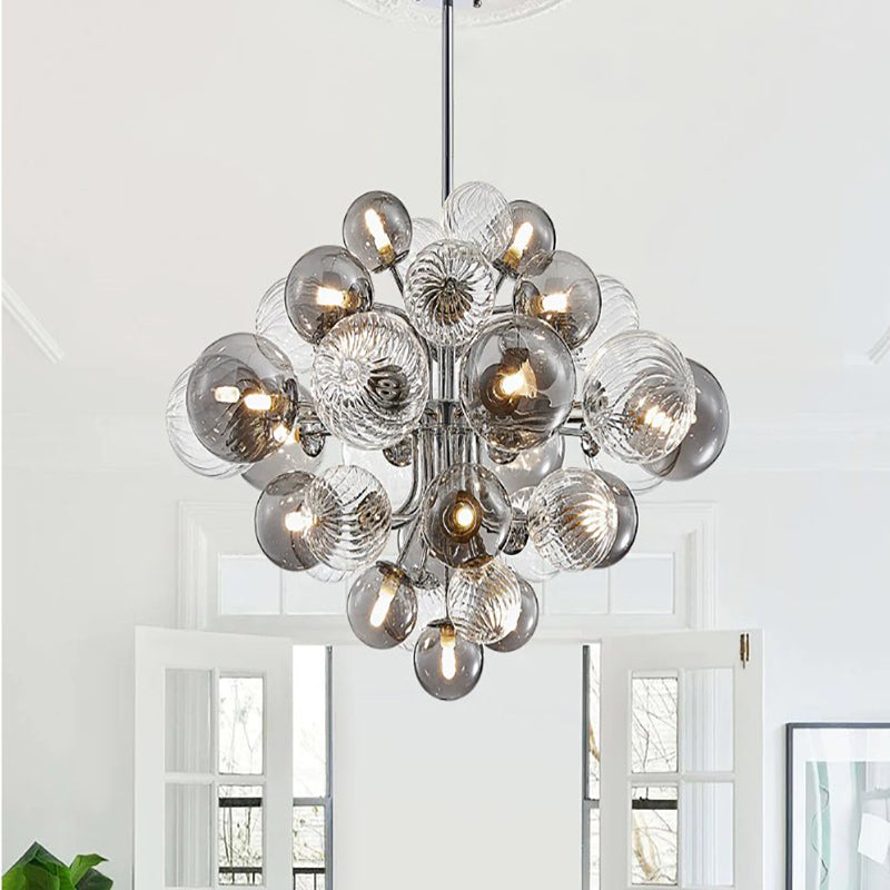 Contemporary Designer Cluster Bubble Glass Chandelier - Cueteks