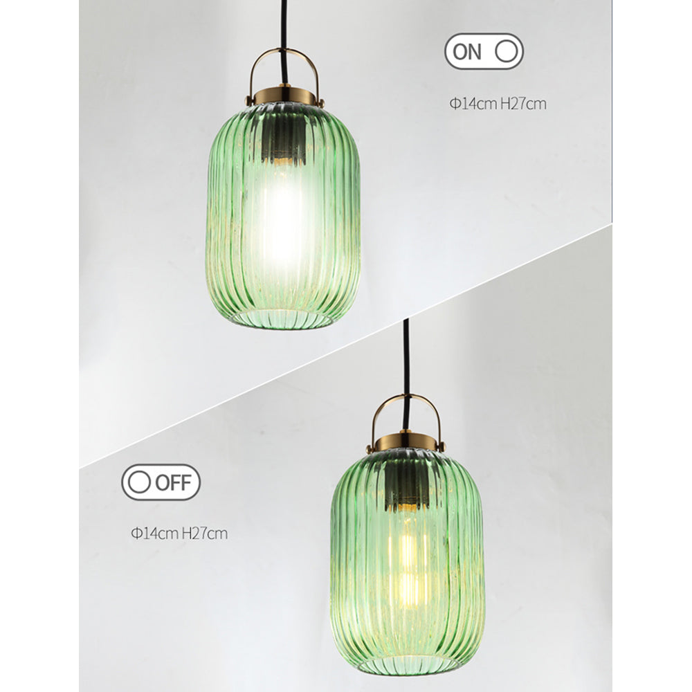 Retro Green Lantern Glass Pendant Lamp - Cueteks