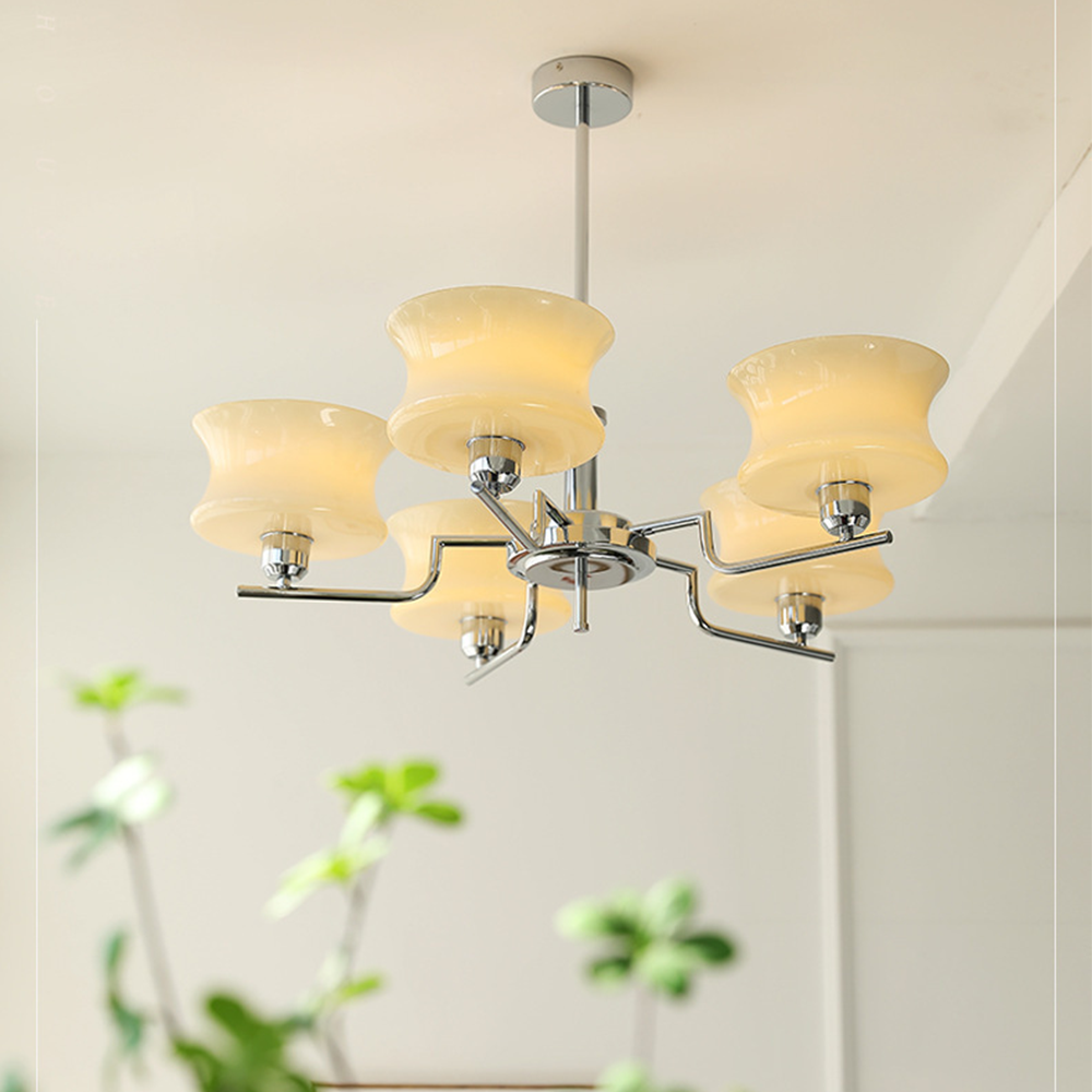 Nordic Belue Brass Glass Chandelier For Dining Room - Cueteks