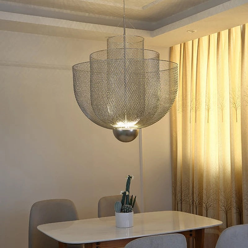 Opulent Metal Grid Pendant Light - Cueteks