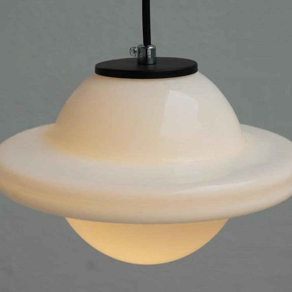 Retro Milk White Glass Geometric Jar Pendant Light - Cueteks