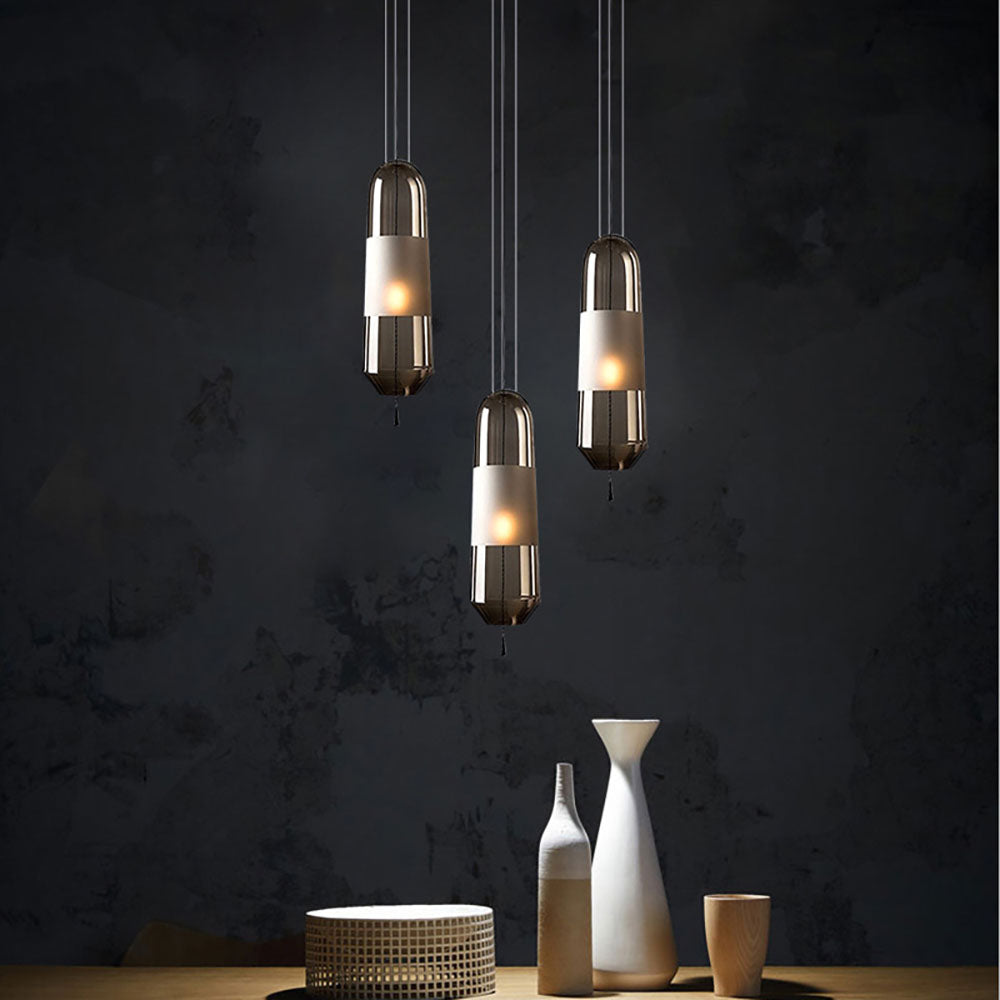 Designer Capsule Shaped Glass Pendant Lamp - Cueteks