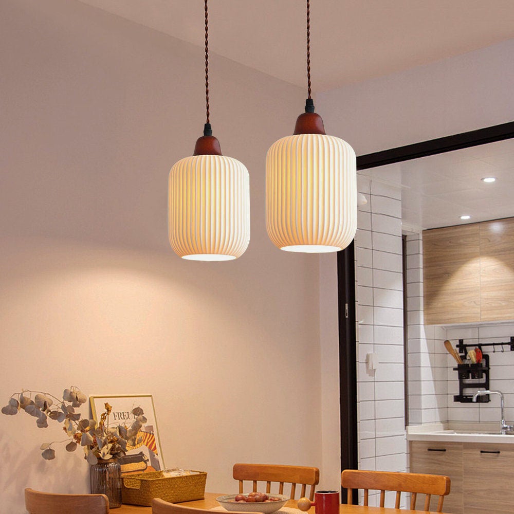 Vintage Nordic Ceramic White Pendant Light For Dining Room - Cueteks