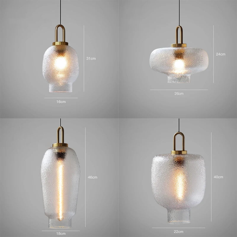 Clear Frosted Glass Pendant Light for Kitchen - Cueteks