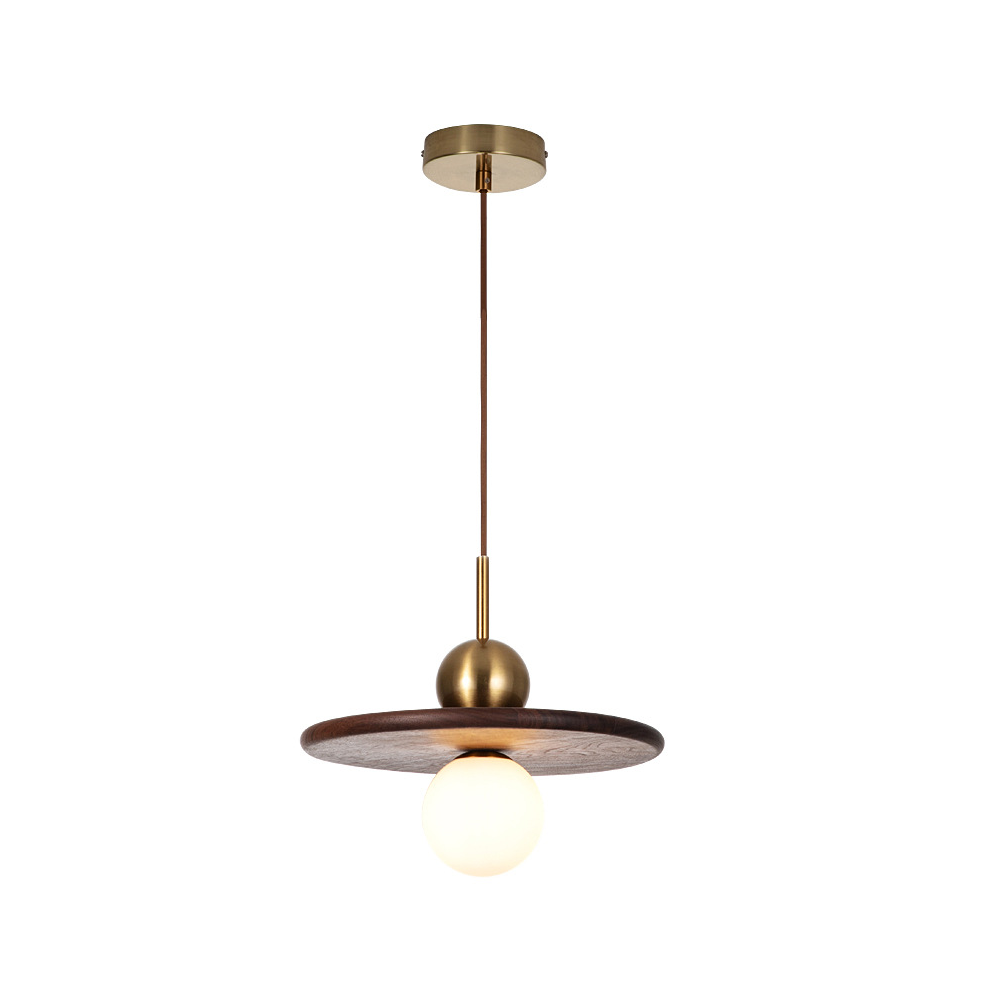Flying Saucer Walnut Pendant Light - Cueteks