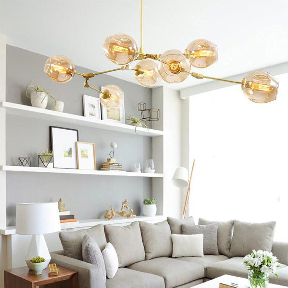 Branching Bubble Glass Ball Chandelier for Living Room - Cueteks