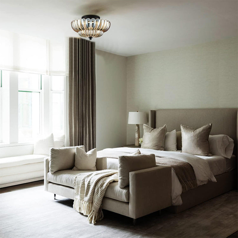 Vintage Amber Glass Semi-Flush Ceiling Light Shades Of Light - Cueteks