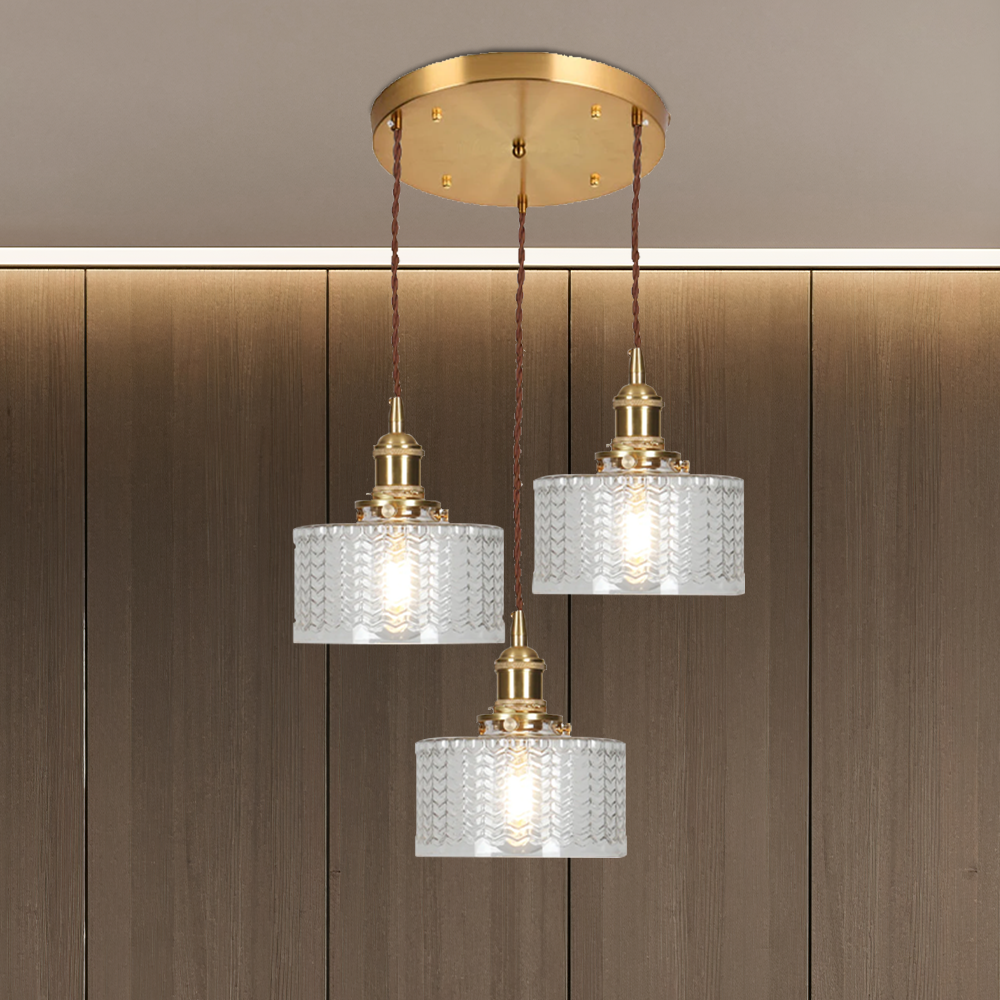 Vintage Stunning Cylinder Glass Pendant Light - Cueteks