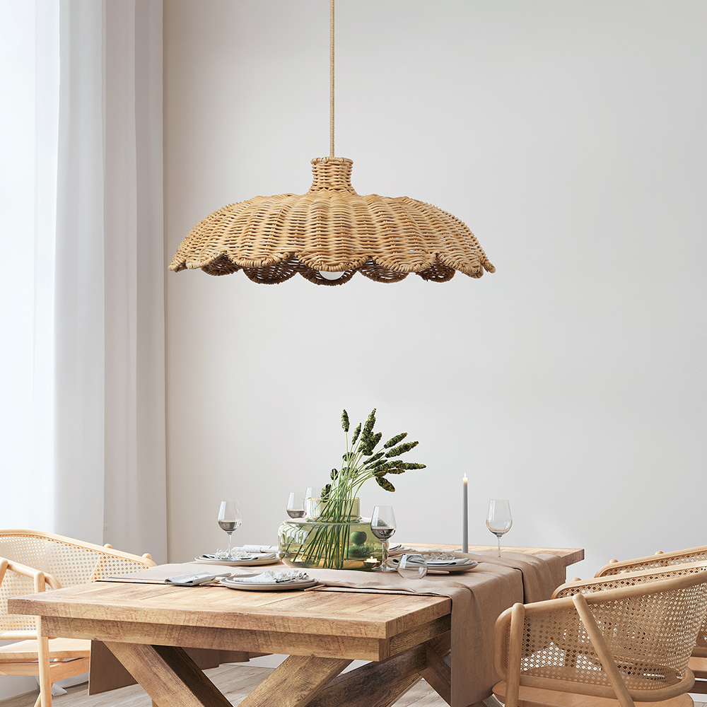 Boho Creative Decor Rattan Woven Pendant Light - Cueteks