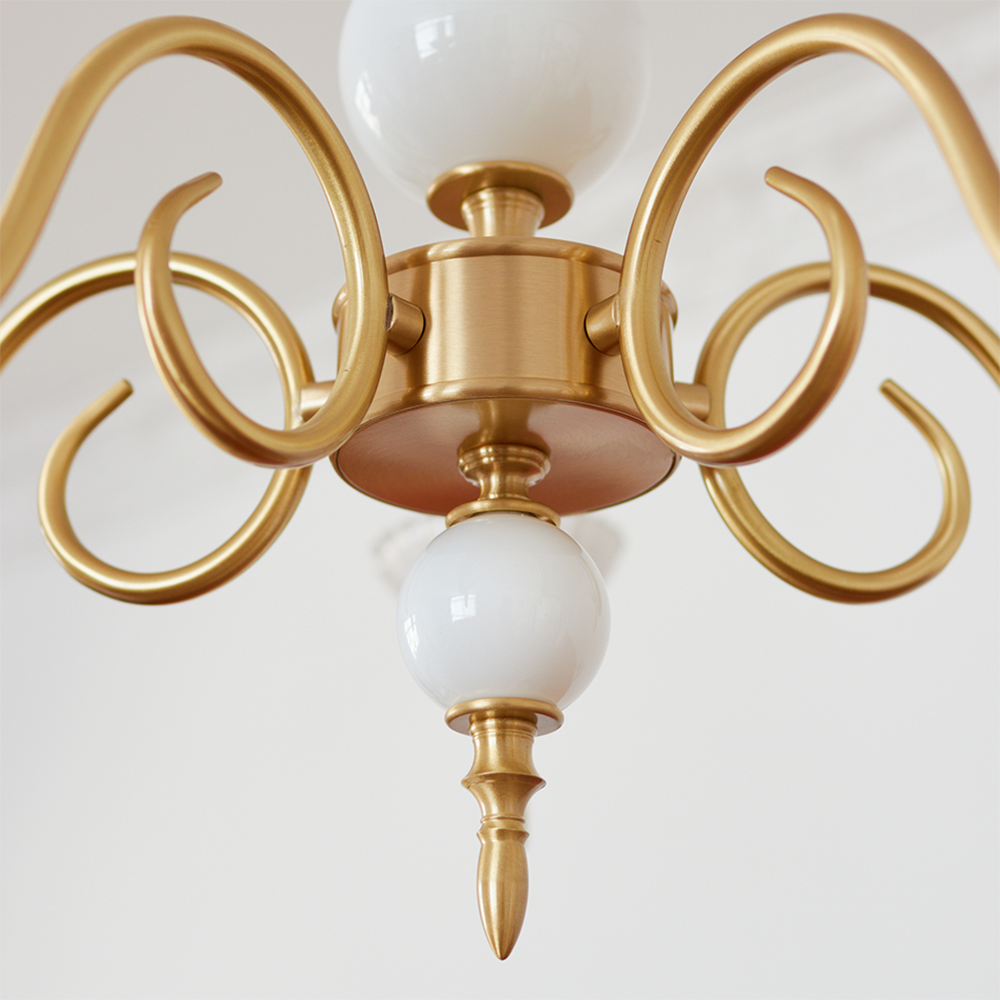 Vintage Metal Chandelier Lamp Cream Glass Chandelier - Cueteks