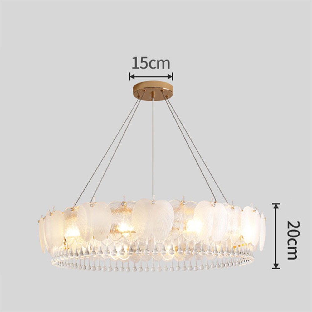 Feather Shape Crystal Glass Round Chandelier - Cueteks