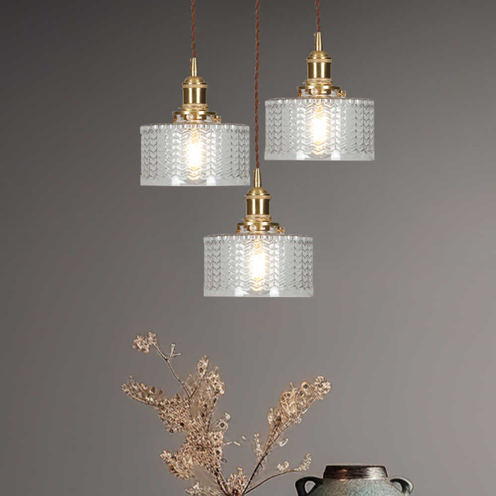 Vintage Stunning Cylinder Glass Pendant Light - Cueteks