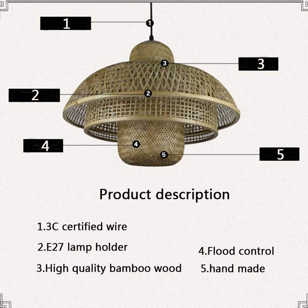 Modern Rattan Dome Latern Pendant Light For Living Room - Cueteks