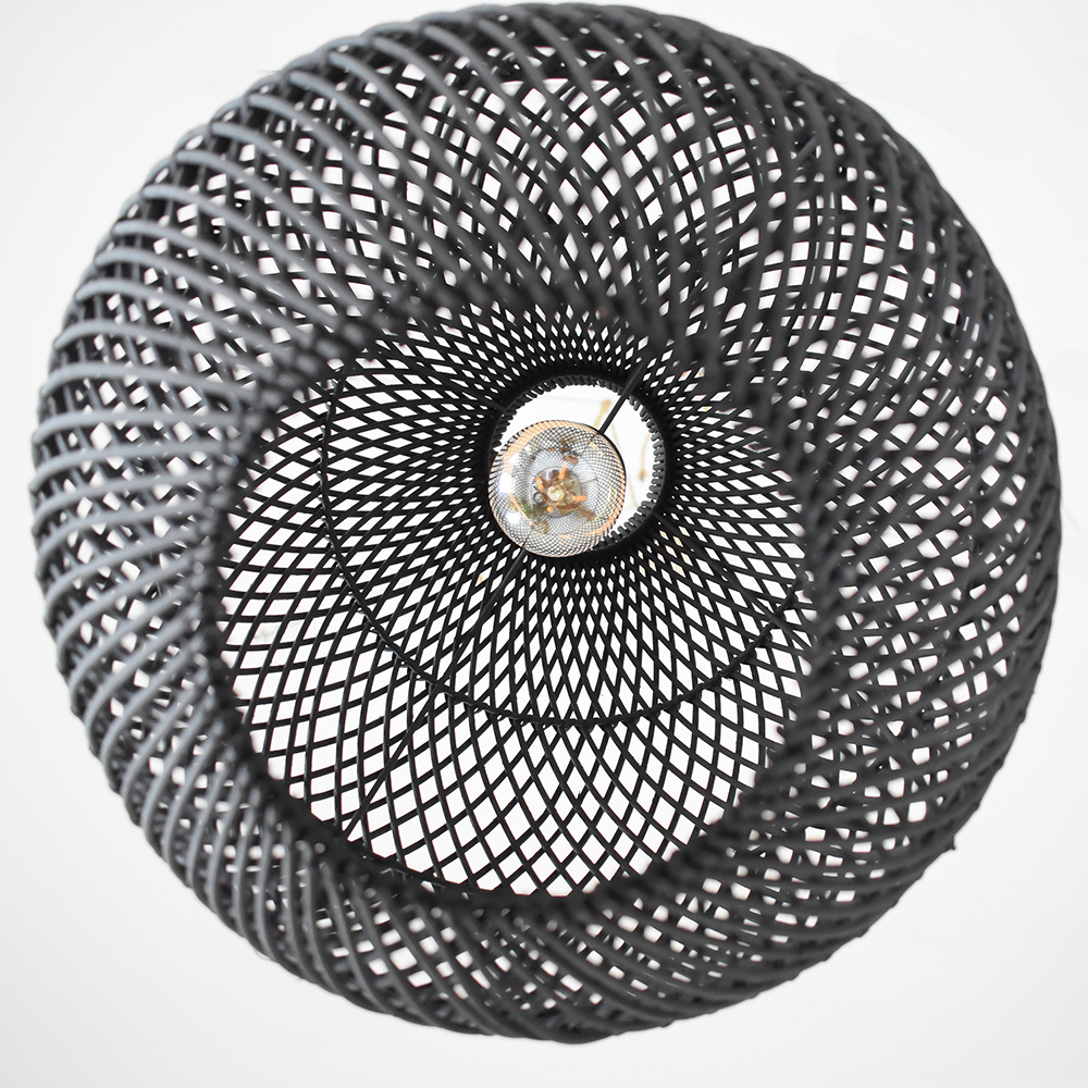 Boho Rattan Handwoven Black Pendant Light - Cueteks