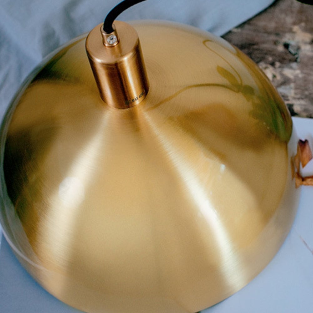 Mid-Century Modern Brass Dome Hanging Pendant Light - Cueteks