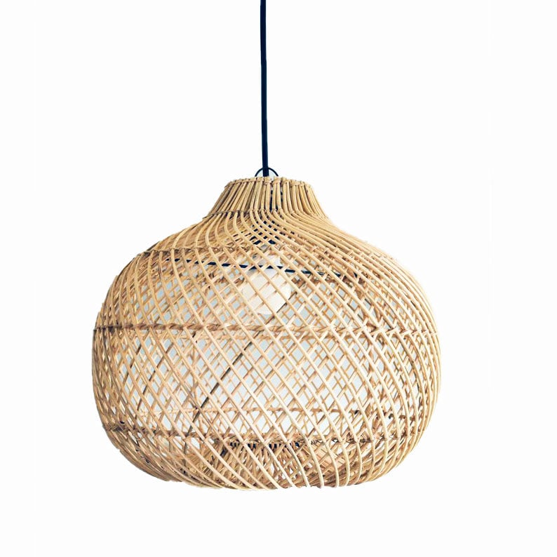 Handmade Wicker Basket Rattan Pendant Light - Cueteks