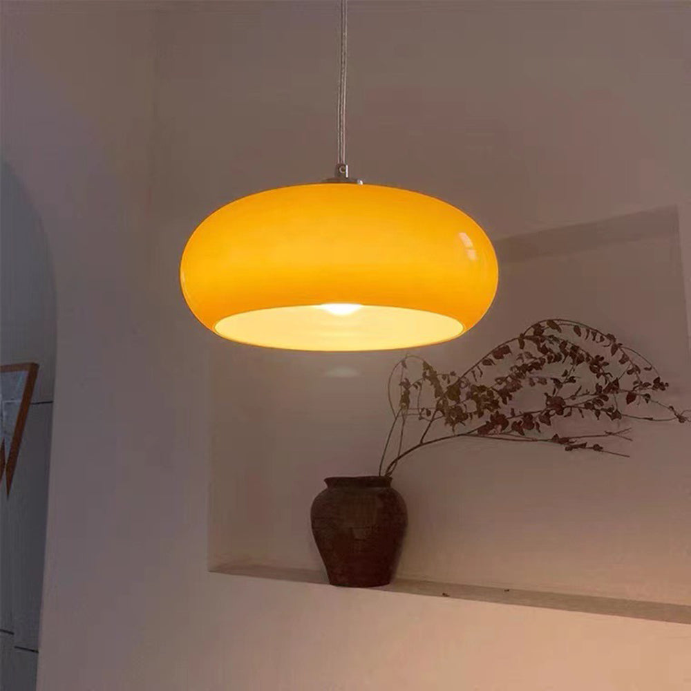 Vintage Bauhaus Round Glass Pendant Light - Cueteks