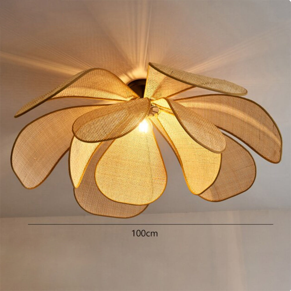 Rattan Petal Rustic Lamp Shade Pendant Light - Cueteks