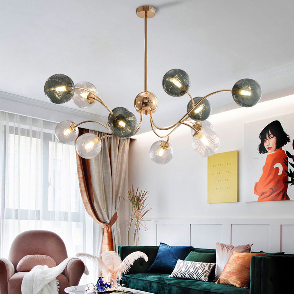 Modern Iron Glass Gold LED Pendant Farmhouse Ceiling Light - Cueteks