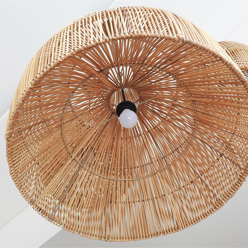 Boho Wicker Lamp Shades Handwoven Kitchen Island Pendant Light - Cueteks