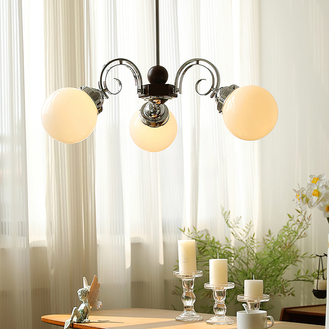 Vintage Kotter Cream Glass Chandelier - Cueteks